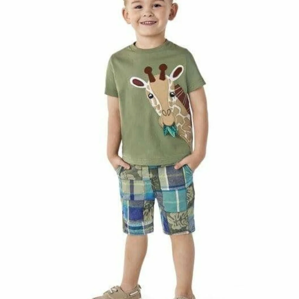 Gymboree Summer Safari Outfit Giraffe Lion T-Shirt Shorts Cap Outfit